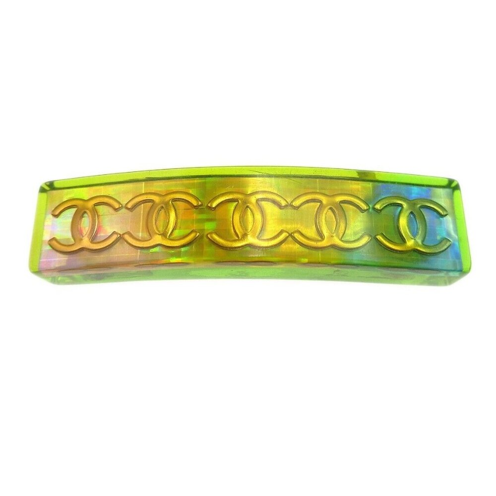 Chanel Hair Clip Barrette Yellow Gold Plastic